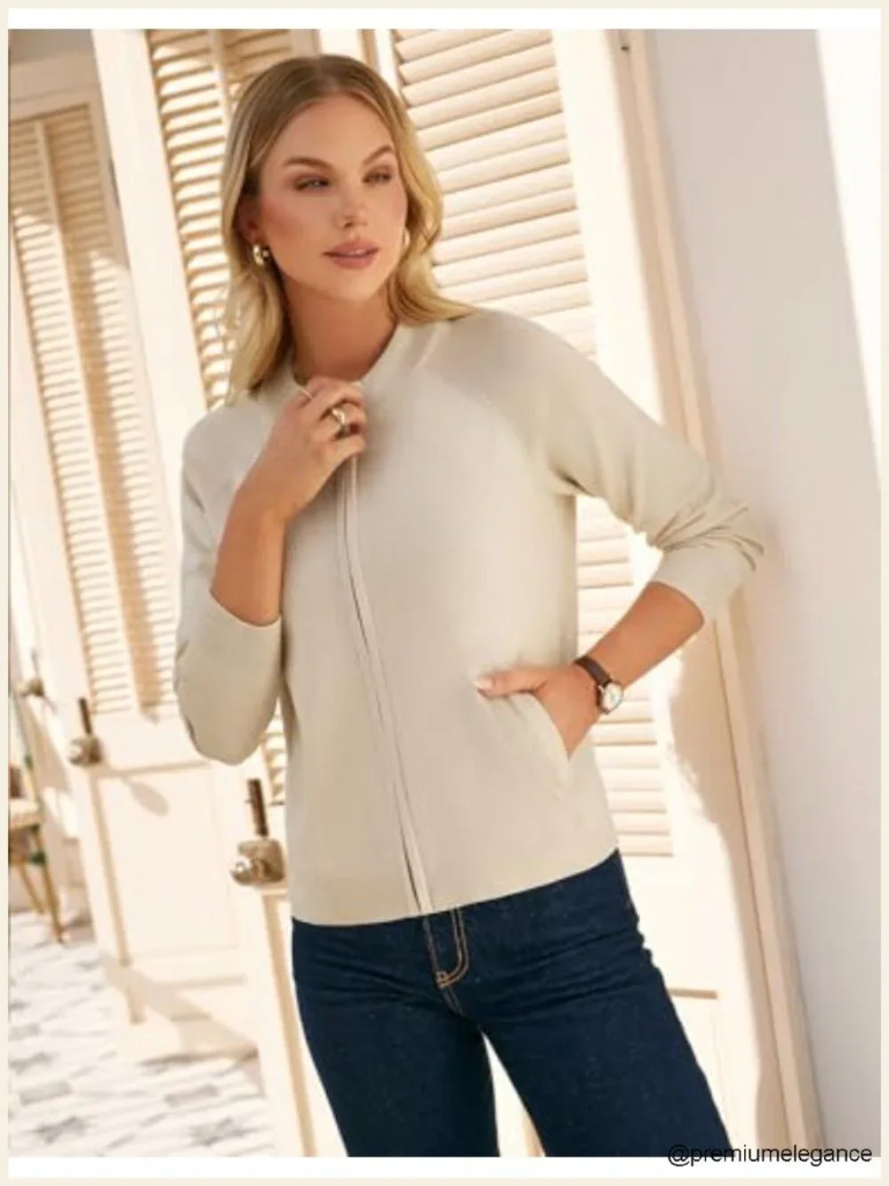 Long Sleeve Zip Up Cardigan Sweater Lightweight Knitted Jacket